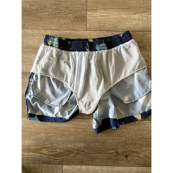 Chubbies The Fowl Play Mesh Lined Swim Trunks Navy Blue Men's Large 4" Rooster - Picture 8 of 10
